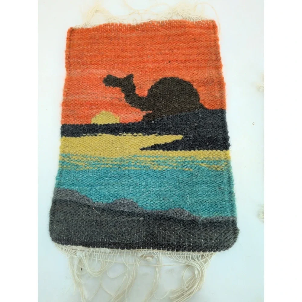 Egyptian Handmade Wool Miniature Rugs Camel Dollhouse Mug Placemat Accent Decor